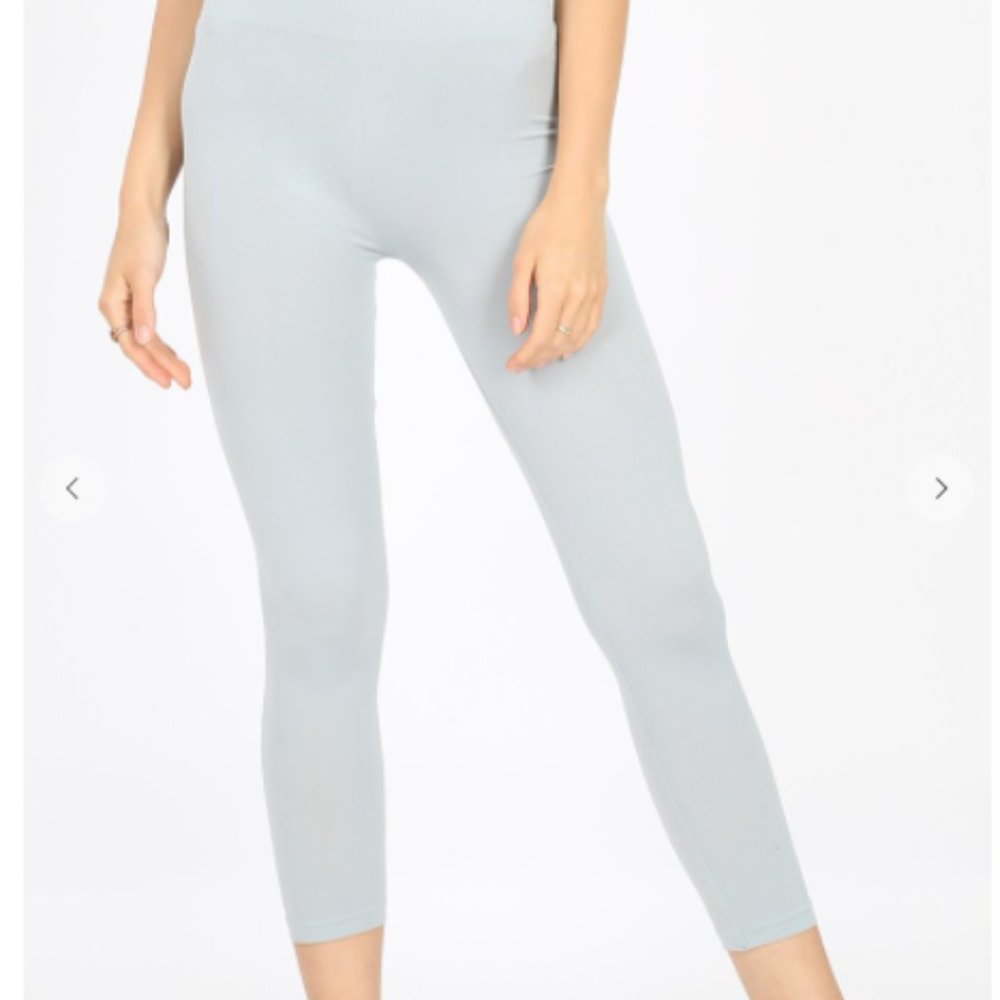 GREY HIGH WAIST TUMMY CONTROL CAPRI LEGGINGS
